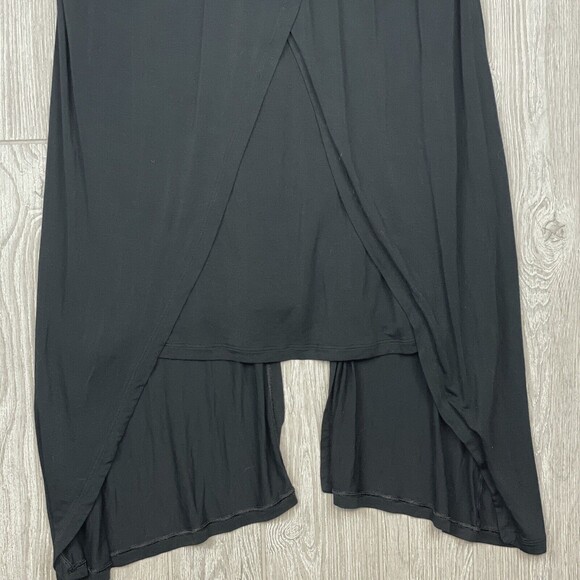 CABI Solid Black Sleeveless Faux Wrap Stretch Rayon Knit‎ Dress Womens Sz Medium - Picture 7 of 8